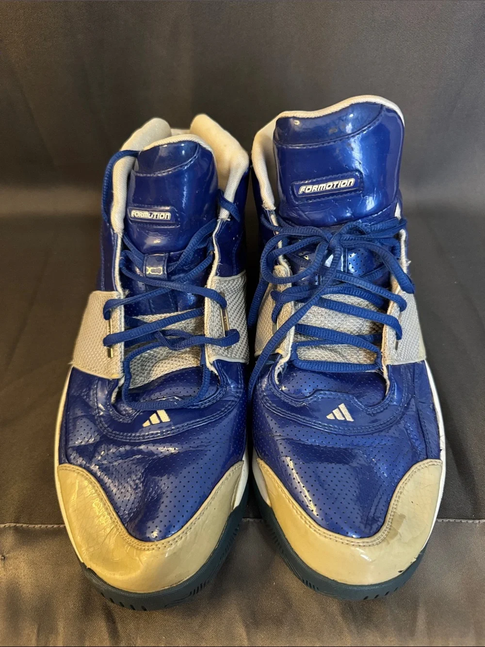 Vintage Adidas Formotion Blue and Grey High-Top Athletic Sneakers